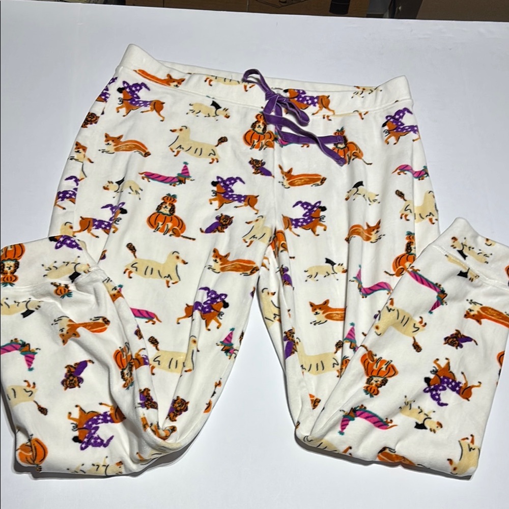 Halloween Pajama Pants - White with Orange and Purple Accents Weiner Dogs!
